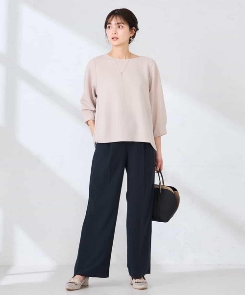 a.v.v(アーヴェヴェ)の「光沢リップル七分袖カットソー(Tシャツ/カットソー・レディース・グレー系その他/ネイビー/ダークインディゴブルー・40/36/38)」の19枚目の写真