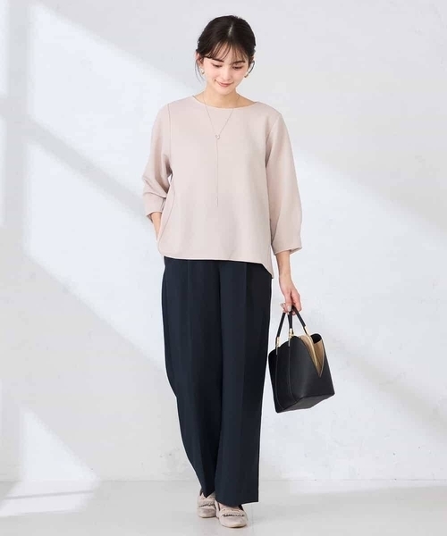 a.v.v(アーヴェヴェ)の「光沢リップル七分袖カットソー(Tシャツ/カットソー・レディース・グレー系その他/ネイビー/ダークインディゴブルー・40/36/38)」の20枚目の写真