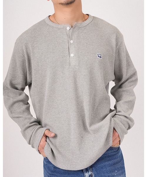 #Re:room（リルーム）の「ヘンリーネックワッフルロングスリーブ（Tシャツ/カットソー・メンズ・ブラック/グレー/ホワイト・FREE）」の3枚目の写真