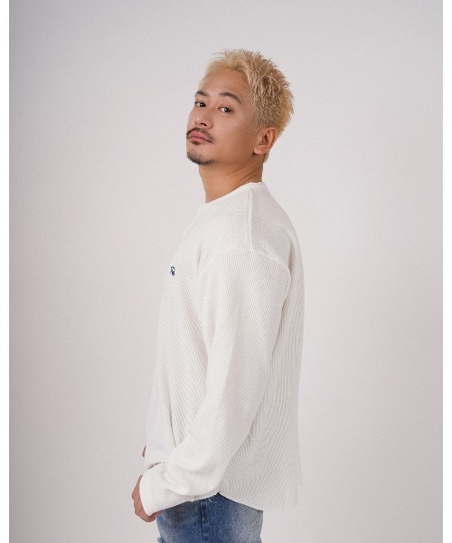 #Re:room（リルーム）の「ヘンリーネックワッフルロングスリーブ（Tシャツ/カットソー・メンズ・ブラック/グレー/ホワイト・FREE）」の4枚目の写真