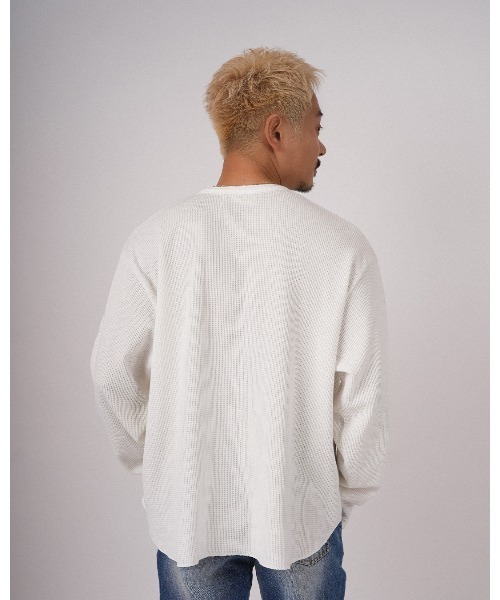 #Re:room（リルーム）の「ヘンリーネックワッフルロングスリーブ（Tシャツ/カットソー・メンズ・ブラック/グレー/ホワイト・FREE）」の5枚目の写真