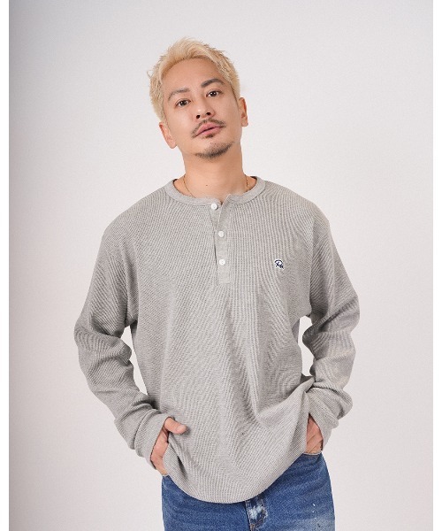 #Re:room（リルーム）の「ヘンリーネックワッフルロングスリーブ（Tシャツ/カットソー・メンズ・ブラック/グレー/ホワイト・FREE）」の6枚目の写真