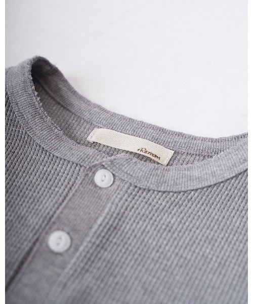 #Re:room（リルーム）の「ヘンリーネックワッフルロングスリーブ（Tシャツ/カットソー・メンズ・ブラック/グレー/ホワイト・FREE）」の14枚目の写真