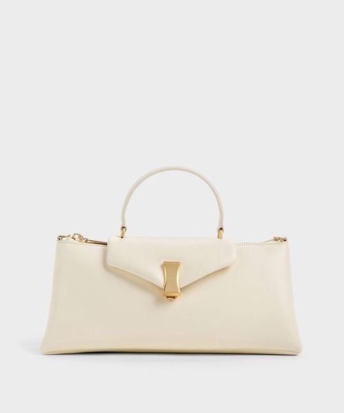 CHARLES & KEITH（チャールズ & キース）の「Lilibet リリベット イロンゲイティッド トップハンドルバッグ（ハンドバッグ・レディース・クリーム/ブラウン系その他7・M）」の5枚目の写真