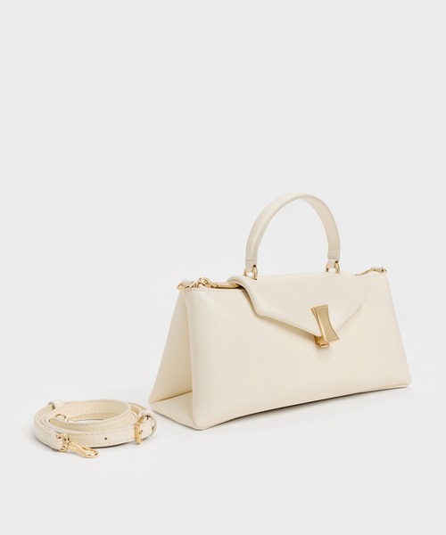 CHARLES & KEITH（チャールズ & キース）の「Lilibet リリベット イロンゲイティッド トップハンドルバッグ（ハンドバッグ・レディース・クリーム/ブラウン系その他7・M）」の6枚目の写真