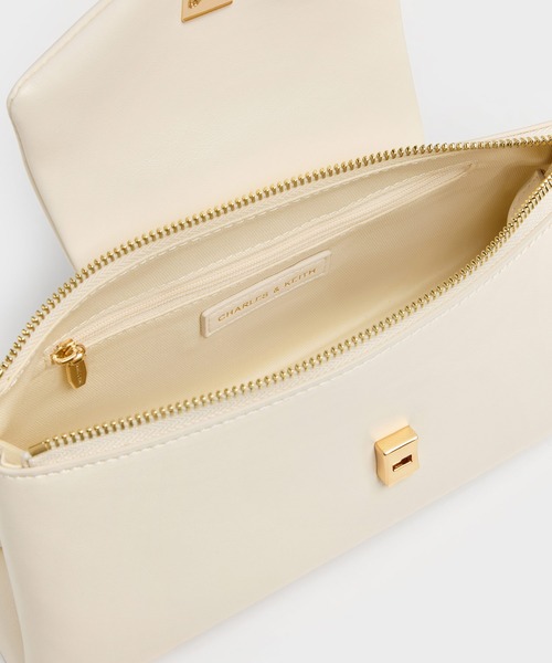 CHARLES & KEITH（チャールズ & キース）の「Lilibet リリベット イロンゲイティッド トップハンドルバッグ（ハンドバッグ・レディース・クリーム/ブラウン系その他7・M）」の9枚目の写真