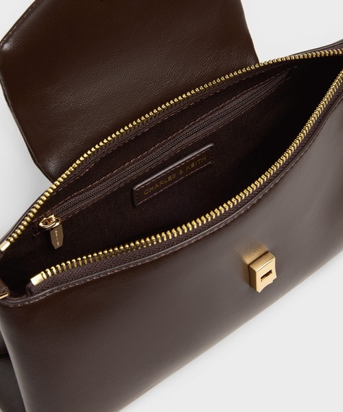 CHARLES & KEITH（チャールズ & キース）の「Lilibet リリベット イロンゲイティッド トップハンドルバッグ（ハンドバッグ・レディース・クリーム/ブラウン系その他7・M）」の16枚目の写真