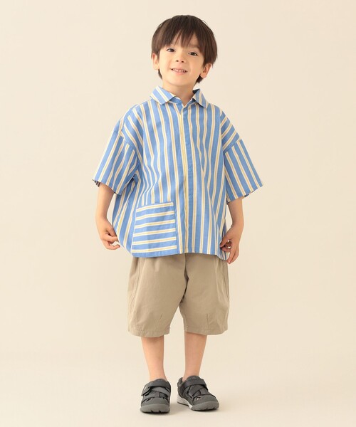 BEAMS mini(ビームスミニ)の「半袖 ストライプ シャツ 2026SS(90~140cm)外遊び プチプラ 定番 人気(シャツ/ブラウス・キッズ・ミント/ブルー・100/110/120/130/140/90)」の13枚目の写真
