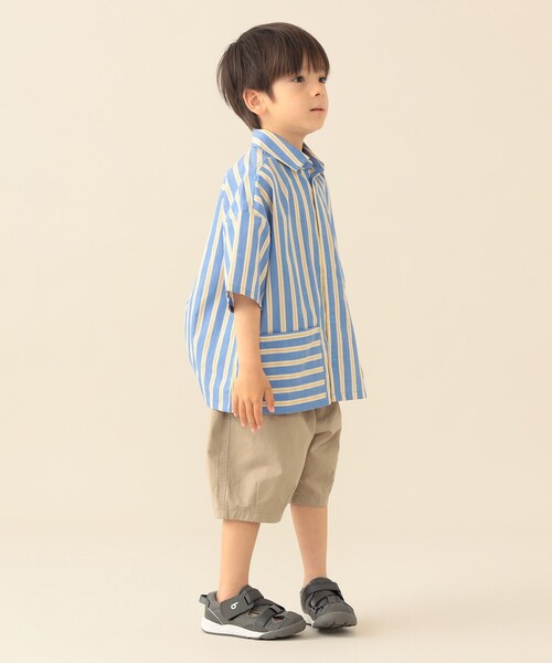 BEAMS mini(ビームスミニ)の「半袖 ストライプ シャツ 2026SS(90~140cm)外遊び プチプラ 定番 人気(シャツ/ブラウス・キッズ・ミント/ブルー・100/110/120/130/140/90)」の14枚目の写真
