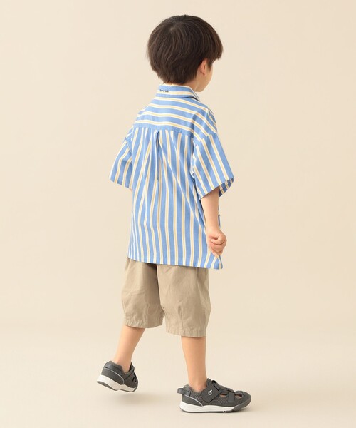 BEAMS mini(ビームスミニ)の「半袖 ストライプ シャツ 2026SS(90~140cm)外遊び プチプラ 定番 人気(シャツ/ブラウス・キッズ・ミント/ブルー・100/110/120/130/140/90)」の15枚目の写真