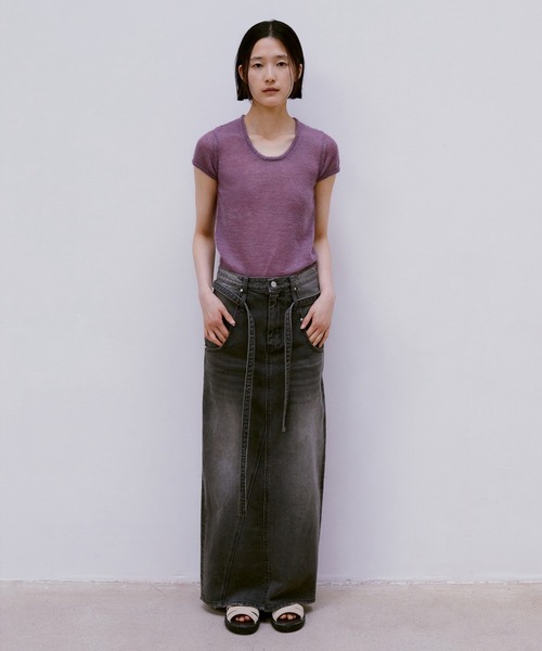 LOW CLASSIC(ロウ クラシック)の「Belted High-waist denim skirt(デニムスカート・レディース・グレー/ライトブルー・S/M)」の11枚目の写真