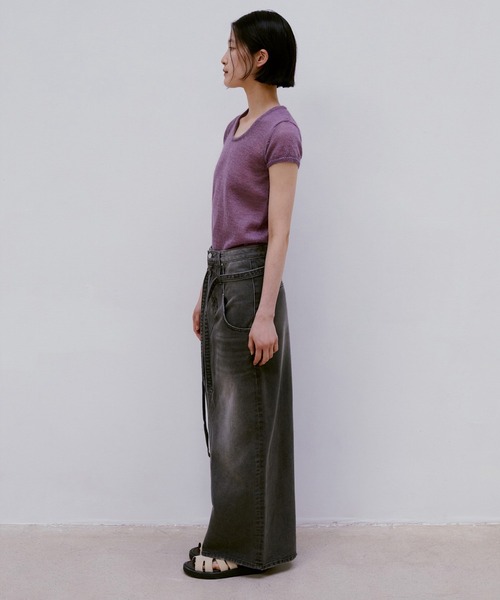 LOW CLASSIC(ロウ クラシック)の「Belted High-waist denim skirt(デニムスカート・レディース・グレー/ライトブルー・S/M)」の12枚目の写真