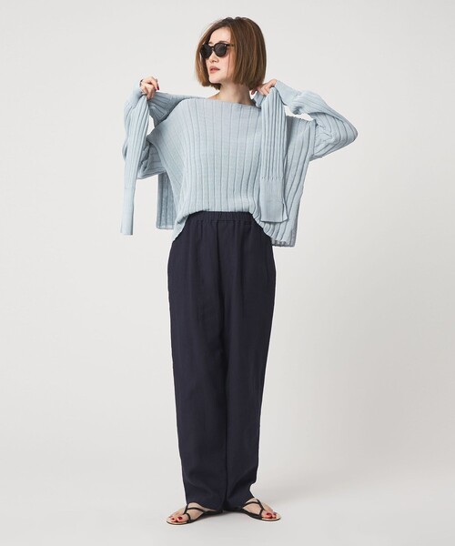 conte(コンテ)の「<conte>ワイドリブ ボートネックニット(ニット/セーター・レディース・ライトブルー/ホワイト/ブラック・FREE)」の4枚目の写真