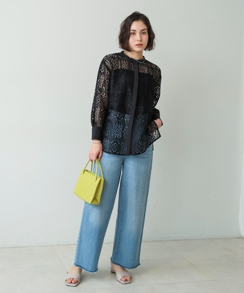 Bou Jeloud(ブージュルード)の「レーススタンドシャツ(シャツ/ブラウス・レディース・オフホワイト/ブラック・MEDIUM)」の21枚目の写真