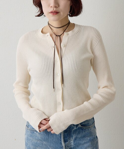 Whim Gazette（ウィムガゼット）の「ホールガーメントRIBカーディガン（ニット/セーター・レディース・アイボリー/ブルー系その他/ネイビー・FREE）」の21枚目の写真