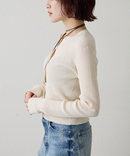 Whim Gazette（ウィムガゼット）の「ホールガーメントRIBカーディガン（ニット/セーター・レディース・アイボリー/ブルー系その他/ネイビー・FREE）」の22枚目の写真