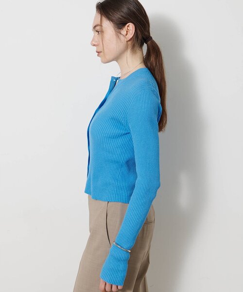 Whim Gazette（ウィムガゼット）の「ホールガーメントRIBカーディガン（ニット/セーター・レディース・アイボリー/ブルー系その他/ネイビー・FREE）」の4枚目の写真