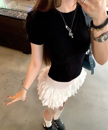 c.u.l | シンプル カットアウトデザイン ラインカット 半袖Tシャツ culw916(Tシャツ/カットソー)
