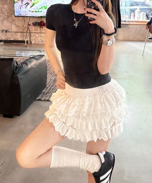 c.u.l(シーユーエル)の「シンプル カットアウトデザイン ラインカット 半袖Tシャツ culw916(Tシャツ/カットソー・レディース・ホワイト/ブラック/グレー・M/L)」の5枚目の写真