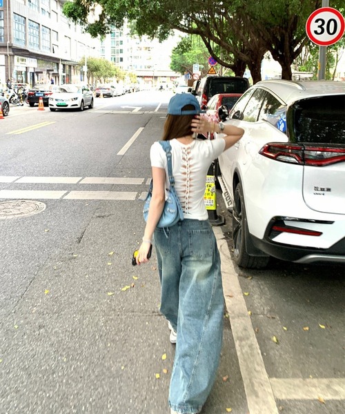 c.u.l(シーユーエル)の「シンプル カットアウトデザイン ラインカット 半袖Tシャツ culw916(Tシャツ/カットソー・レディース・ホワイト/ブラック/グレー・M/L)」の11枚目の写真