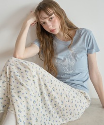 小花柄サーマルロングスカート/Small floral print thermal long skirt