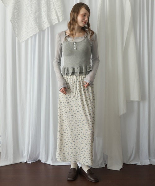 Birthday room(バースデイルーム)の「小花柄サーマルロングスカート/Small floral print thermal long skirt(スカート・レディース・アイボリー/ネイビー・FREE)」の19枚目の写真
