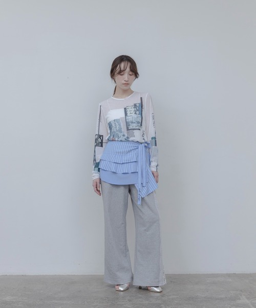 Eimee Law（エイミーロウ）の「ティアードフリル ストライプ ラップスカート（スカート・レディース・ブルー/オフホワイト・FREE）」の18枚目の写真