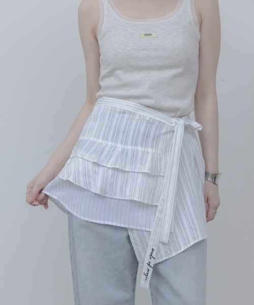 Eimee Law（エイミーロウ）の「ティアードフリル ストライプ ラップスカート（スカート・レディース・ブルー/オフホワイト・FREE）」の13枚目の写真