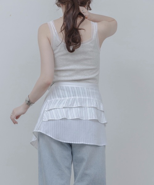 Eimee Law（エイミーロウ）の「ティアードフリル ストライプ ラップスカート（スカート・レディース・ブルー/オフホワイト・FREE）」の15枚目の写真
