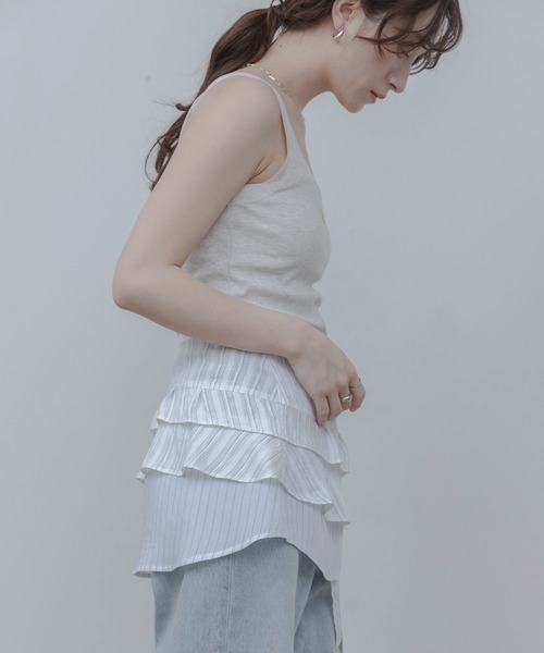 Eimee Law（エイミーロウ）の「ティアードフリル ストライプ ラップスカート（スカート・レディース・ブルー/オフホワイト・FREE）」の16枚目の写真