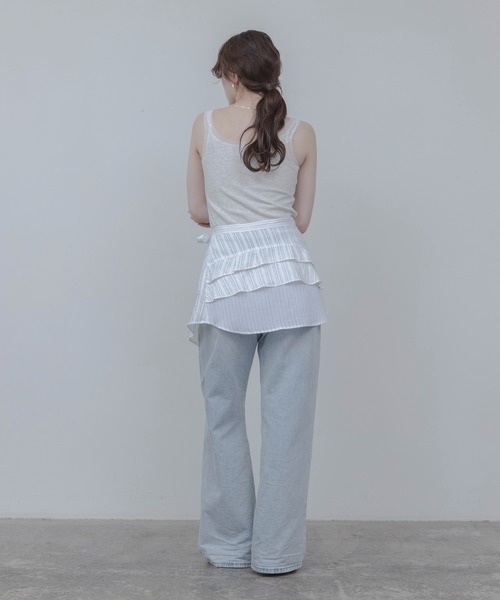 Eimee Law（エイミーロウ）の「ティアードフリル ストライプ ラップスカート（スカート・レディース・ブルー/オフホワイト・FREE）」の6枚目の写真