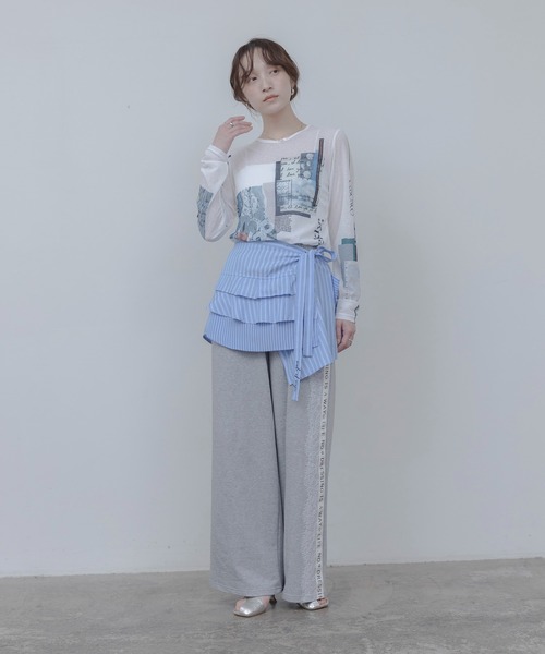 Eimee Law（エイミーロウ）の「ティアードフリル ストライプ ラップスカート（スカート・レディース・ブルー/オフホワイト・FREE）」の19枚目の写真