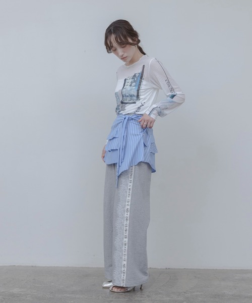 Eimee Law（エイミーロウ）の「ティアードフリル ストライプ ラップスカート（スカート・レディース・ブルー/オフホワイト・FREE）」の20枚目の写真