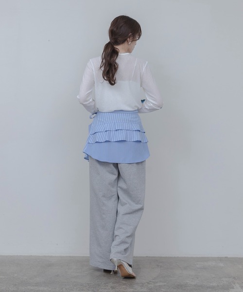 Eimee Law（エイミーロウ）の「ティアードフリル ストライプ ラップスカート（スカート・レディース・ブルー/オフホワイト・FREE）」の21枚目の写真