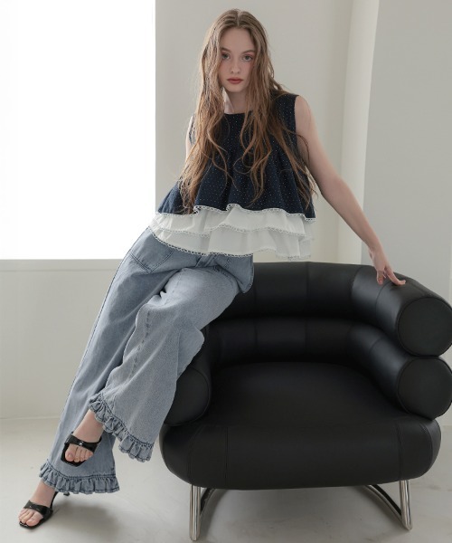 DONOBAN(ドノバン)の「フリルヘムデニム(その他パンツ・レディース・ブルー・ロング丈/ミディアム丈/ショート丈)」の3枚目の写真