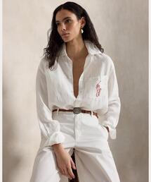 オーバーサイズ フィット Big Pony リネン シャツ