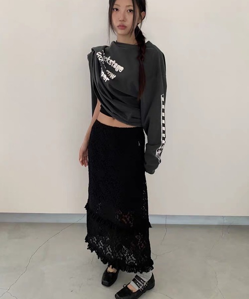 Doula Doula（ドゥーラドゥーラ）の「総レースロングスカート&インナースカート 2点セット（スカート・レディース・ブラック/ベージュ・FREE）」の2枚目の写真