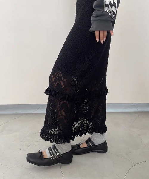 Doula Doula（ドゥーラドゥーラ）の「総レースロングスカート&インナースカート 2点セット（スカート・レディース・ブラック/ベージュ・FREE）」の14枚目の写真