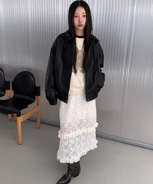 Doula Doula（ドゥーラドゥーラ）の「総レースロングスカート&インナースカート 2点セット（スカート・レディース・ブラック/ベージュ・FREE）」の5枚目の写真