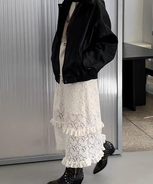 Doula Doula（ドゥーラドゥーラ）の「総レースロングスカート&インナースカート 2点セット（スカート・レディース・ブラック/ベージュ・FREE）」の7枚目の写真