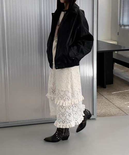 Doula Doula（ドゥーラドゥーラ）の「総レースロングスカート&インナースカート 2点セット（スカート・レディース・ブラック/ベージュ・FREE）」の10枚目の写真