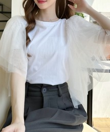 Ada.（エイダ）の「ボリューム チュール フリル スリーブ トップス（Tシャツ/カットソー）」