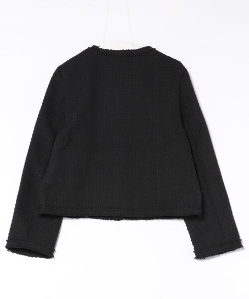 Coo+i(クーイ)の「【入卒式/セレモニー/通勤】ノーカラーツイードジャケット(ノーカラージャケット・レディース・ブラック/マルチ/ホワイト・M/L)」の4枚目の写真