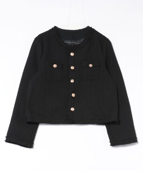 Coo+i(クーイ)の「【入卒式/セレモニー/通勤】ノーカラーツイードジャケット(ノーカラージャケット・レディース・ブラック/マルチ/ホワイト・M/L)」の11枚目の写真