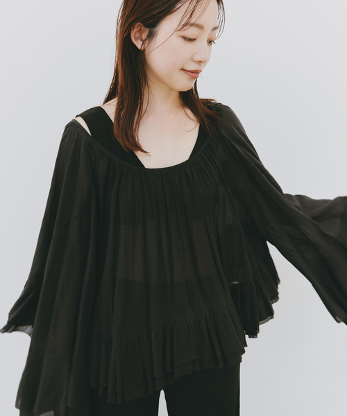 plage(プラージュ)の「COTTON FRILLS ブラウス(シャツ/ブラウス・レディース・ホワイト/ピンク/ブラック・FREE)」の3枚目の写真
