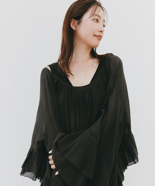 plage(プラージュ)の「COTTON FRILLS ブラウス(シャツ/ブラウス・レディース・ホワイト/ピンク/ブラック・FREE)」の9枚目の写真