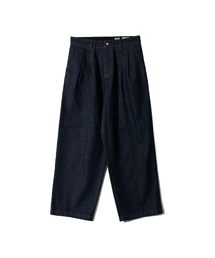 Nileblue Wide Pleats Denim Pants Dark Navy