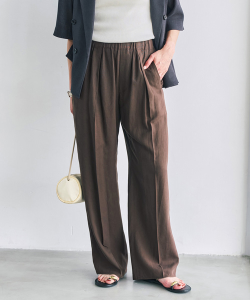 Spick & Span(スピックアンドスパン)の「《手洗い可》ハイブリッドリネンイージーパンツ(スラックス・レディース・ベージュ/ブラウン/ブラック・40/38/36/34)」の4枚目の写真