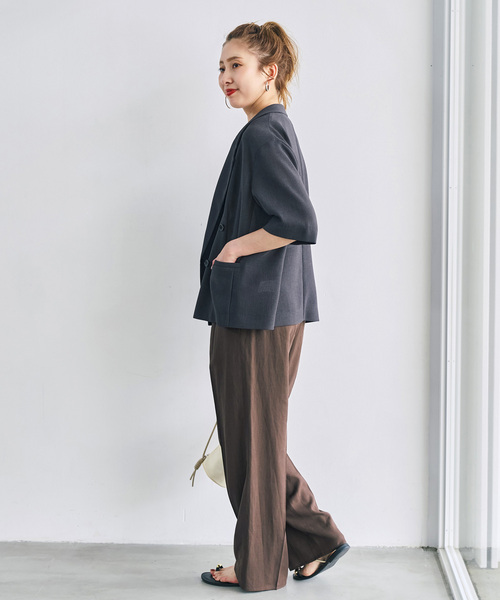 Spick & Span(スピックアンドスパン)の「《手洗い可》ハイブリッドリネンイージーパンツ(スラックス・レディース・ベージュ/ブラウン/ブラック・40/38/36/34)」の6枚目の写真