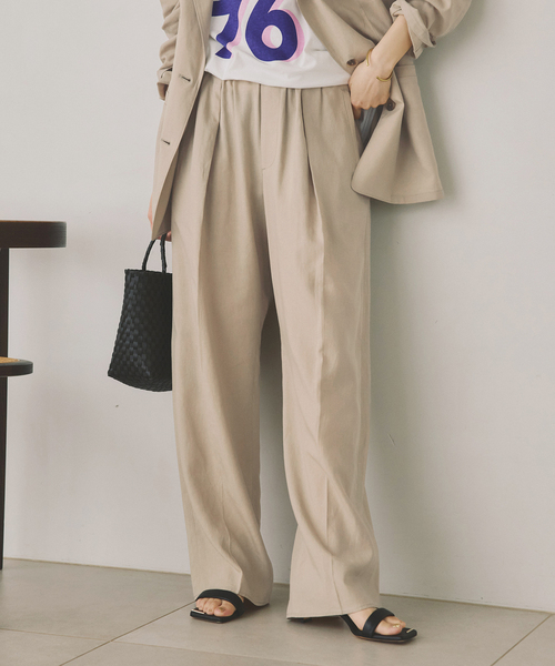 Spick & Span(スピックアンドスパン)の「《手洗い可》ハイブリッドリネンイージーパンツ(スラックス・レディース・ベージュ/ブラウン/ブラック・40/38/36/34)」の6枚目の写真